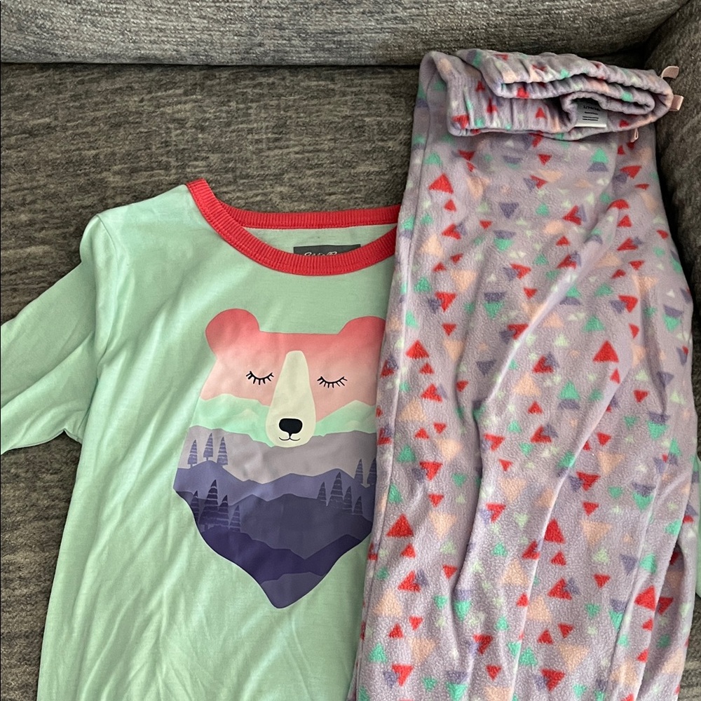 Eddie Bauer Mint and Multicolor Bear Pajama Set